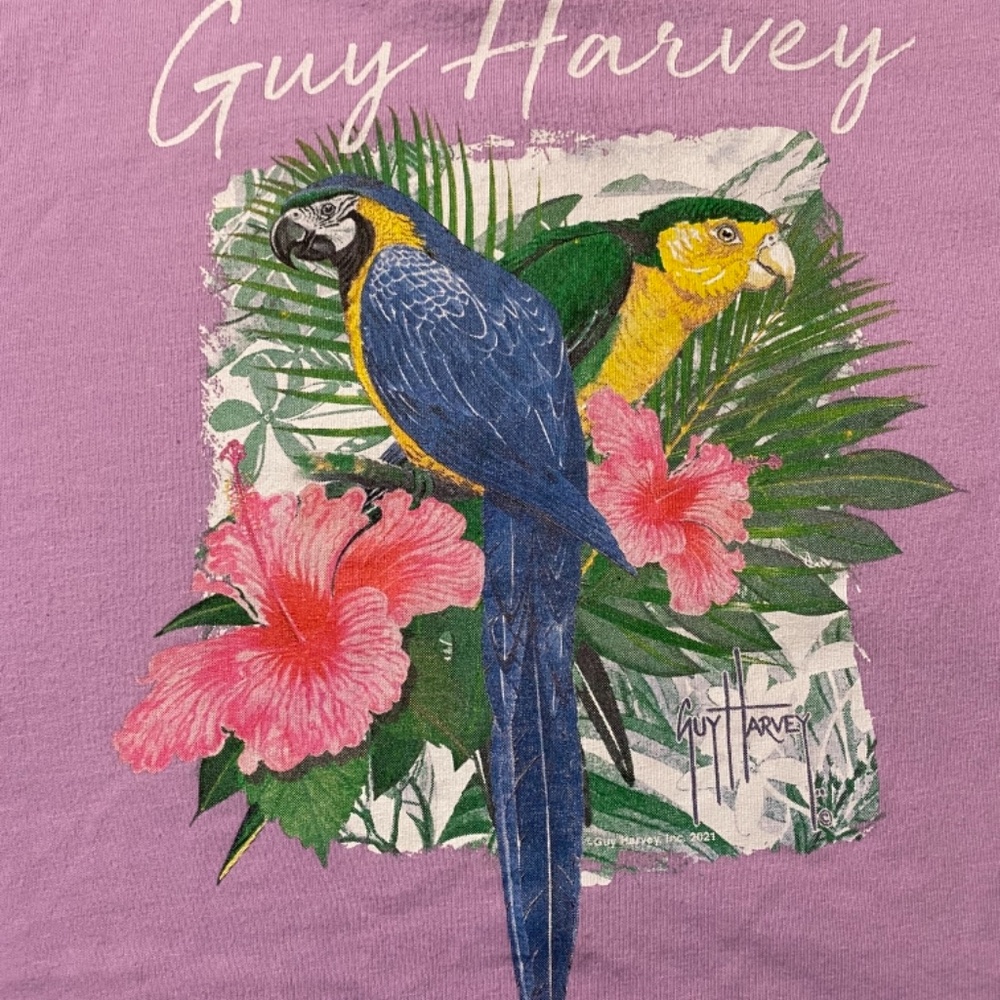 Guy Harvey lavender Parrot t shirt, Medium - Picture 5 of 5
